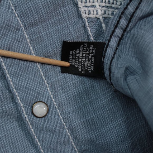 Buckle Black Shirt Men's Large Blue Long Sleeve Solid Pearl Snap Standard Fit - Picture 9 of 14